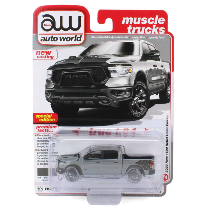 1/64 2023 Dodge Ram Rebel Lunar Edition, Gray, Auto World