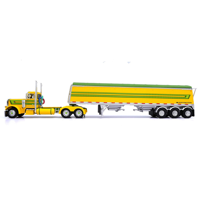 1/64 Yellow & Green Peterbilt 379 Day Cab with Lode King Grain Trailer, DCP by First Gear