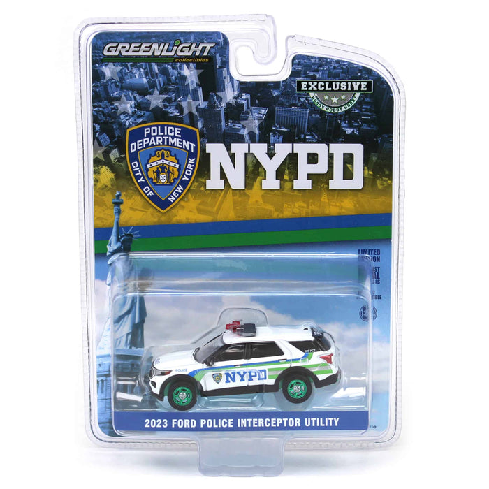 Green Machine ~ 1/64 2023 Ford Police Interceptor Utility, NYPD, Hobby Exclusive