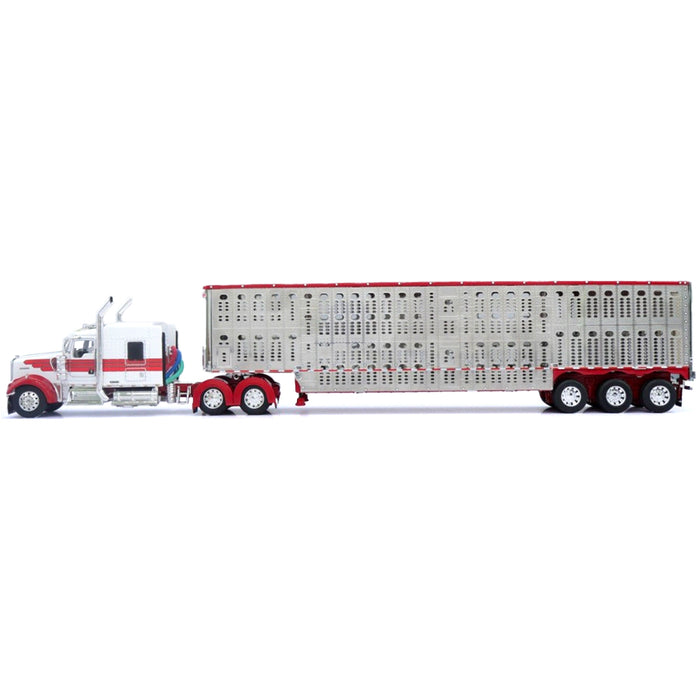 1/64 Red & White Kenworth Truck with Wilson Livestock Trailer, DCP by First Gear