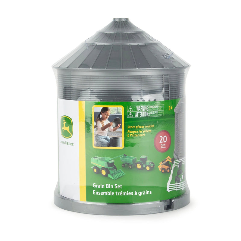 1/64 Big Farm  9" x 6.5" Grain Bin, 20 Piece Farm Set with John Deere Combine, Tractor & Skid Steer