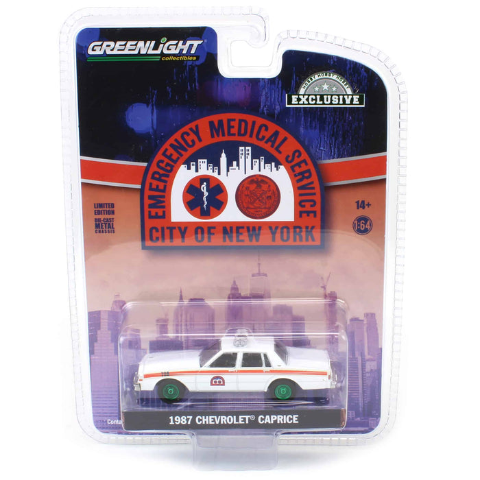 Green Machine Chase Unit ~ 1/64 1987 Chevrolet Caprice, NYC EMS, Hobby Exclusive