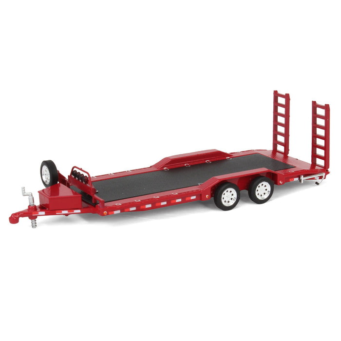 1/64 Heavy Duty Car Hauler Tow Trailer with Ramps, Red, Collaboration Exclusive