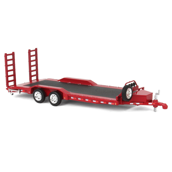 1/64 Heavy Duty Car Hauler Tow Trailer with Ramps, Red, Collaboration Exclusive