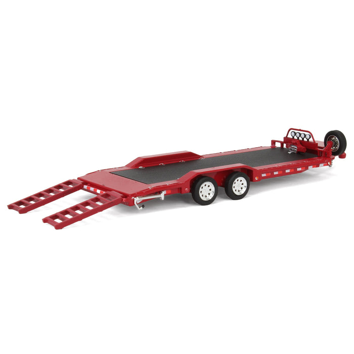 1/64 Heavy Duty Car Hauler Tow Trailer with Ramps, Red, Collaboration Exclusive