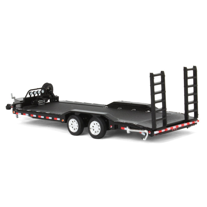 1/64 Heavy Duty Car Hauler Tow Trailer with Ramps, Black, Collaboration Exclusive