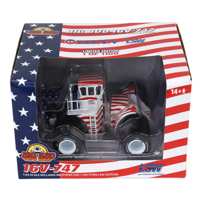 Patriotic Version ~ 1/64 Big Bud 16V-747 Silver Series Detroit 1100 HP Tractor with Titan Goodyear LSW Tires