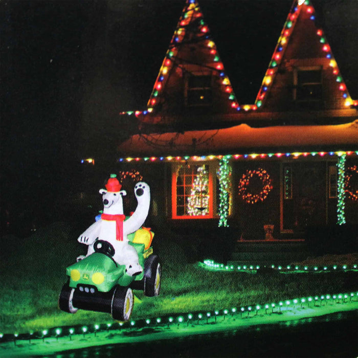 John Deere 6 Foot Inflatable Christmas Gator with Polar Bear