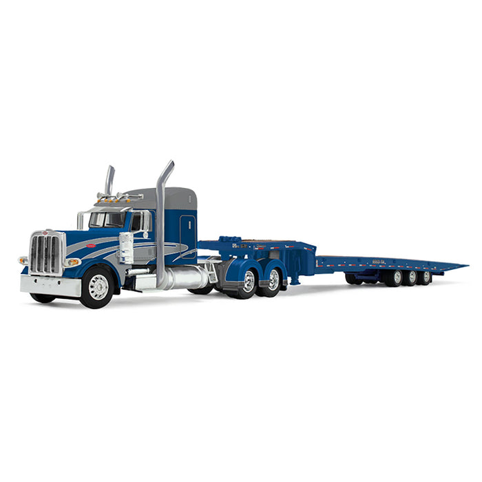 1/64 Peterbilt 389 with Talbert 5553T Traveling Axle Trailer, Blue/Silver, DCP by First Gear