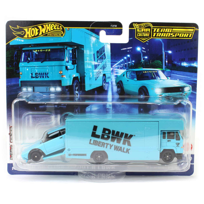 Hot Wheels Premium Team Transport Liberty Walk Fleet Flyer with Nissan Skyline 2000GT-R LBWK