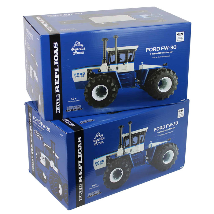 Blue & Gold Chrome Set of 2 ~ 1/16 Ford FW-30 4WD w/ Duals, Toy Tractor Times 41st Anniv, ERTL Prestige Collection