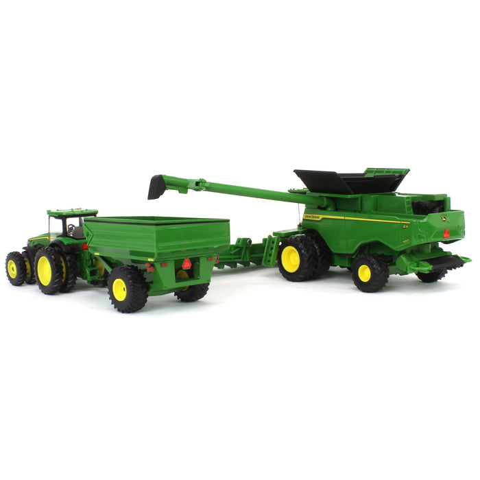 1/64 John Deere Harvesting Set w/ 8R 370 Tractor, Grain Cart, X9 1100 Combine & Grain Semi