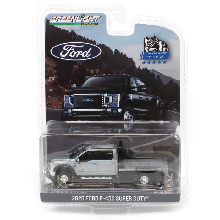 Raw Chase Unit ~ 1/64 2020 Ford F-450 XLT Super Duty Dually Flatbed, Oxford White, Town & Country Exclusive