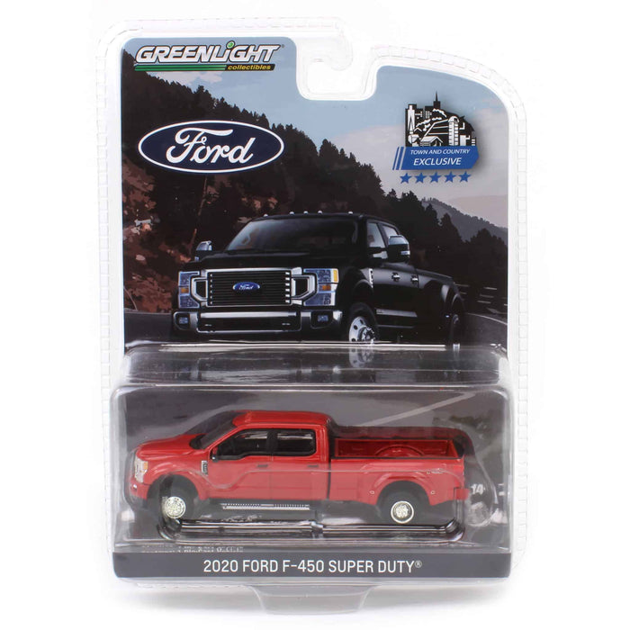 1/64 2020 Ford F-450 Platinum Super Duty Dually Pickup Truck, Rapid Red, Town & Country Exclusive