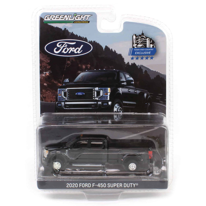 1/64 2020 Ford F-450 Platinum Super Duty Dually Pickup Truck, Agate Black, Town & Country Exclusive