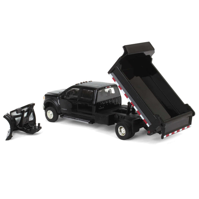 1/64 2020 Ford F-450 XLT Super Duty Dually with V-Plow & Dump Bed, Agate Black, Town & Country Exclusive