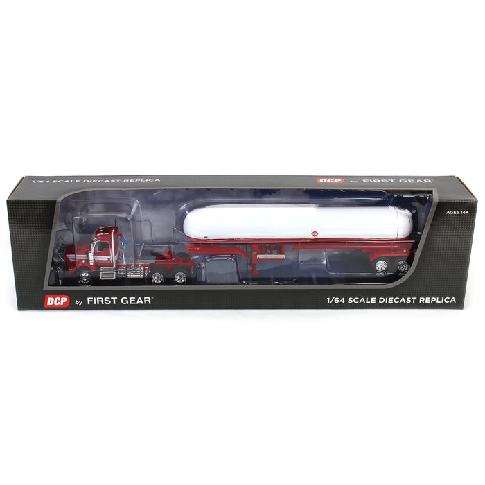 1/64 Kenworth T800 with Tandem Axle Propane Tanker, Red & White, DCP by First Gear