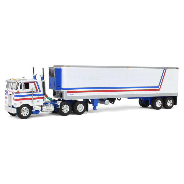 1/64 Peterbilt 352 CEO with 40ft Vintage Reefer Trailer, USA Bicentennial Patriot, DCP by First Gear