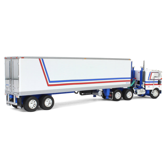 1/64 Peterbilt 352 CEO with 40ft Vintage Reefer Trailer, USA Bicentennial Patriot, DCP by First Gear