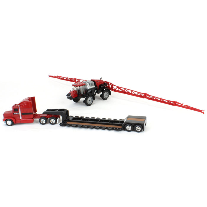 1/64 Case IH Patriot 4350 Sprayer & Semi with Lowboy Trailer