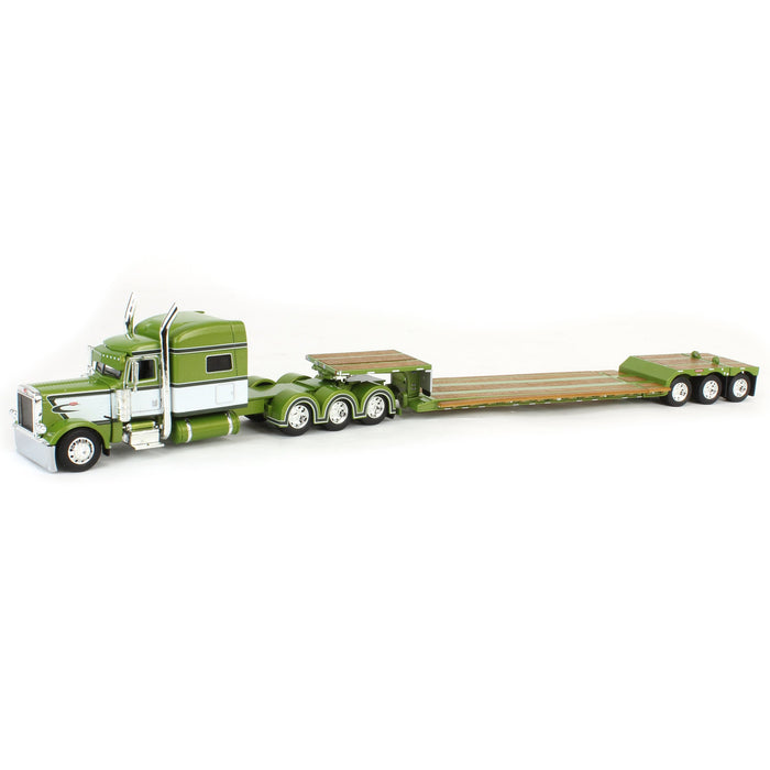 1/64 Green/White Peterbilt 389 with Fontaine Renegade Lowboy Trailer, DCP by First Gear