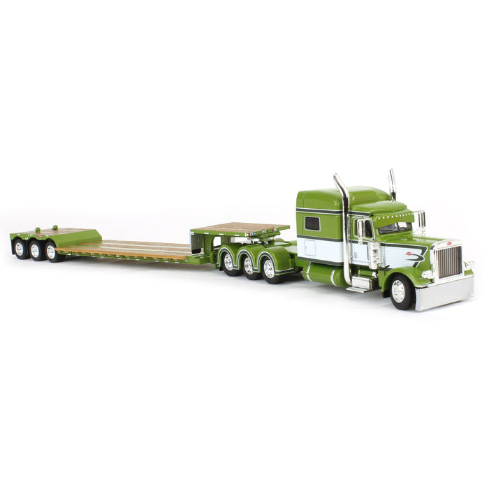 1/64 Green/White Peterbilt 389 with Fontaine Renegade Lowboy Trailer, DCP by First Gear