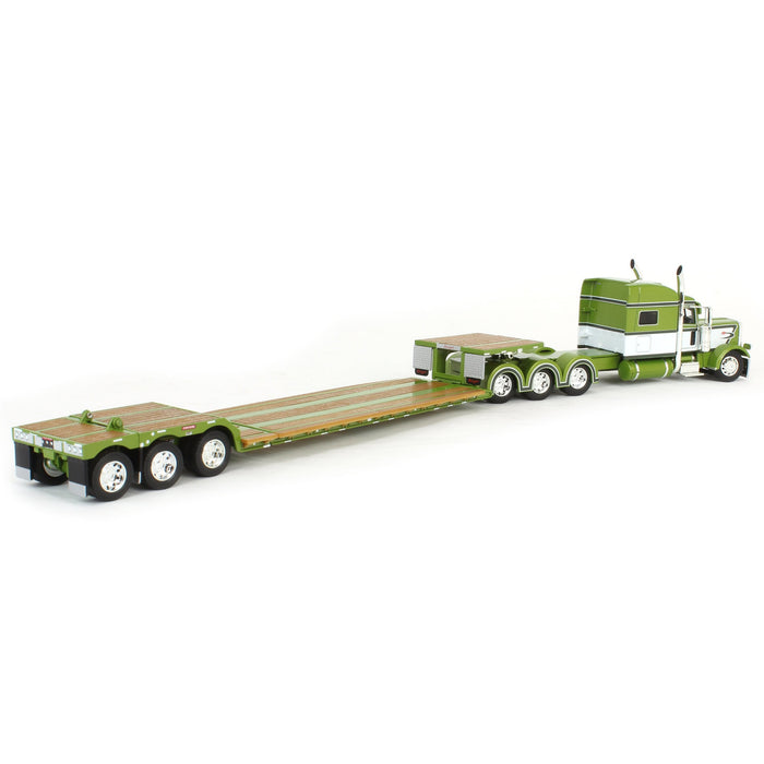 1/64 Green/White Peterbilt 389 with Fontaine Renegade Lowboy Trailer, DCP by First Gear