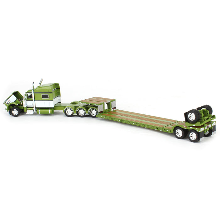 1/64 Green/White Peterbilt 389 with Fontaine Renegade Lowboy Trailer, DCP by First Gear