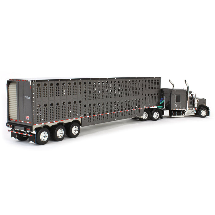 1/64 Gray & Black Kenworth Truck with Wilson Livestock Trailer, DCP by First Gear