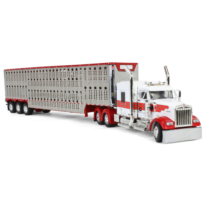 1/64 Red & White Kenworth Truck with Wilson Livestock Trailer, DCP by First Gear