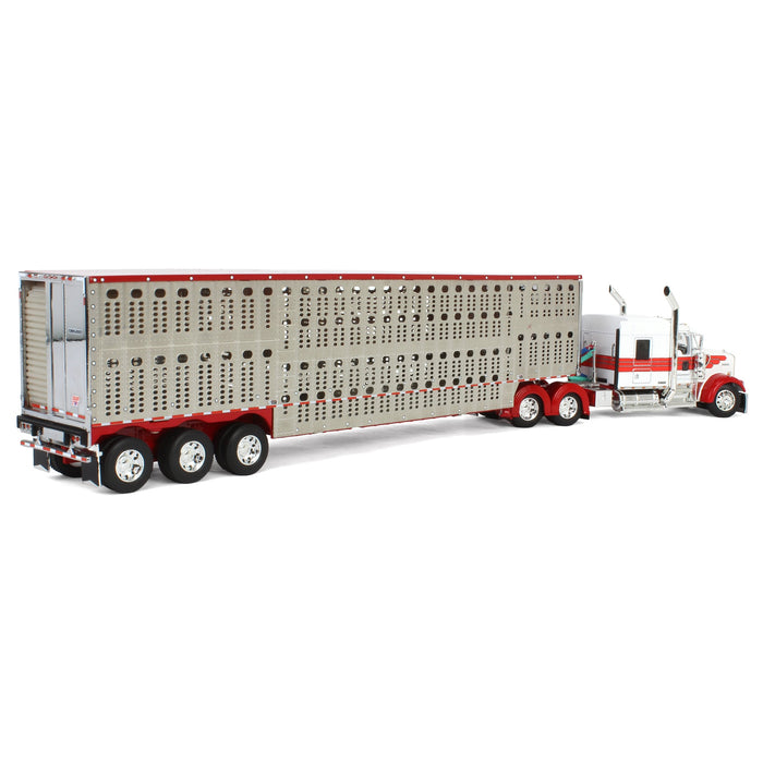 1/64 Red & White Kenworth Truck with Wilson Livestock Trailer, DCP by First Gear