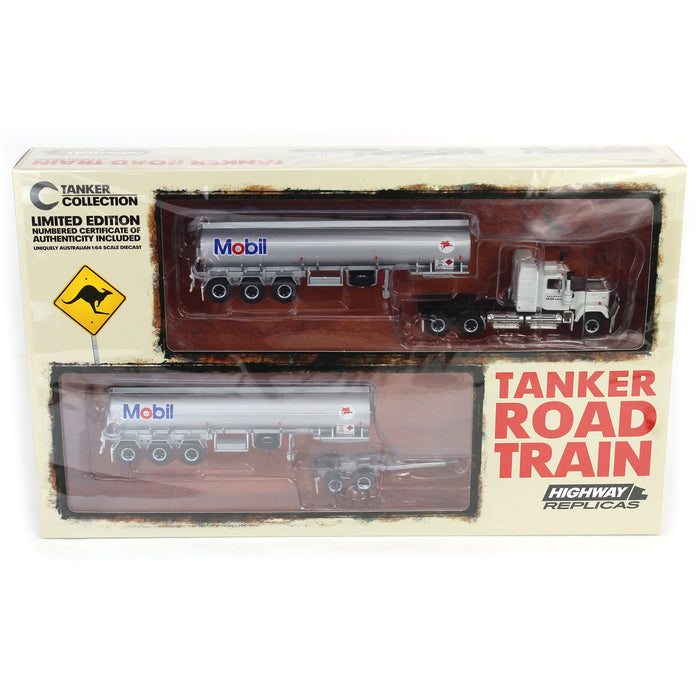 1/64 Mobil Road Train with Mack Truck, Dolly & 2 Tanker Trailers by Highway Replicas