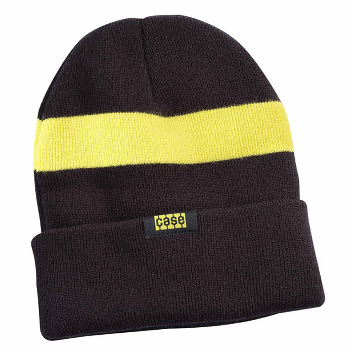 Case Knit Beanie with Safety Yellow Stripe