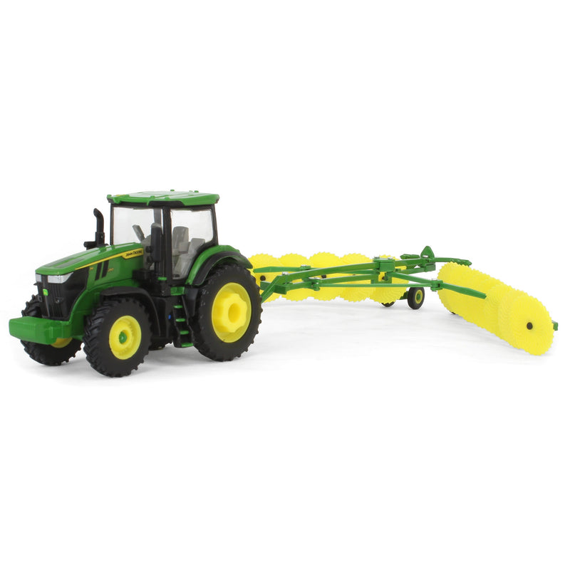 (B&D) 1/64 John Deere Haying Set with W235R Windrower, 7R 250 Tractor, Hay Rake, 561R Baler & 6 Bales - Damaged Item