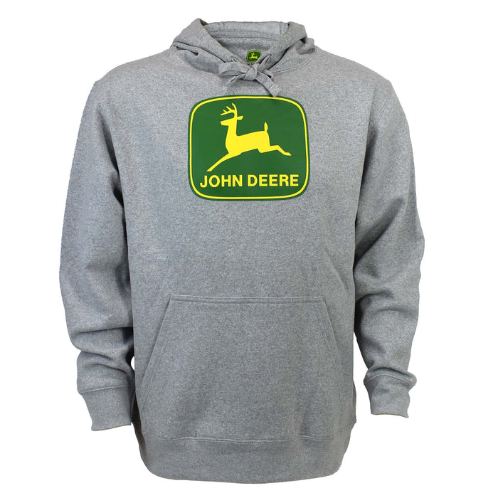 John Deere Modern Logo Light Heather Gray Hooded Sweatshirt