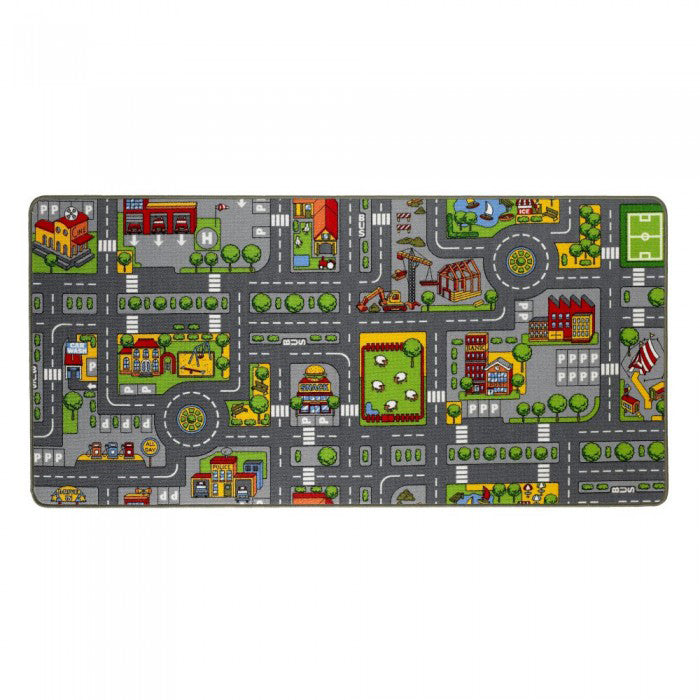 Large Street Play Carpet with Education Roads, City & Buildings - 52.4in x 37.4in