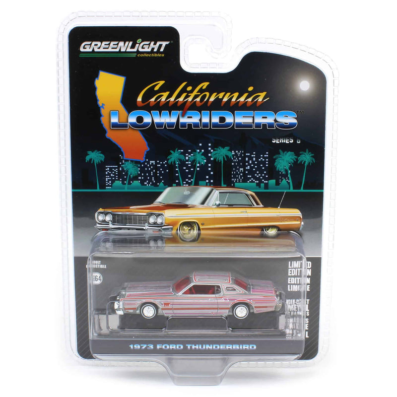 Raw Pinstriped Chase ~ 1/64 1973 Ford Thunderbird, Red Custom, California Lowriders Series 6