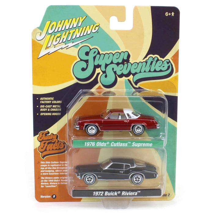 1/64 Johnny Lightning 1976 Oldsmobile Cutlass & 1972 Buick Riviera Super 70s Twin Pack