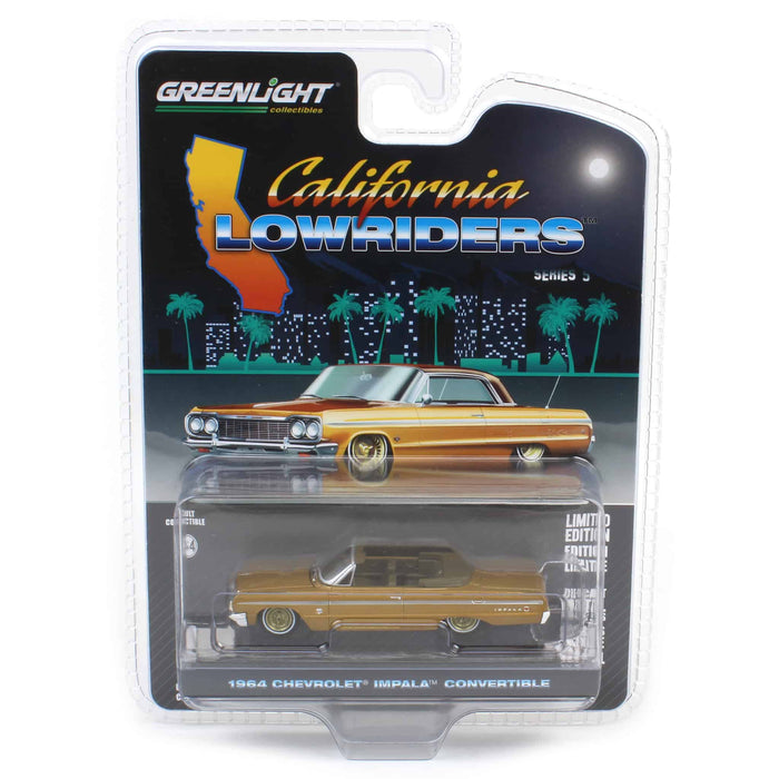 1/64 1964 Chevrolet Impala Convertible, Gold, California Lowriders Series 5