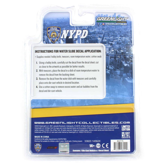 1/64 2019 NYPD Dodge Durango with Squad Number Decal Sheet, Hobby Exclusive