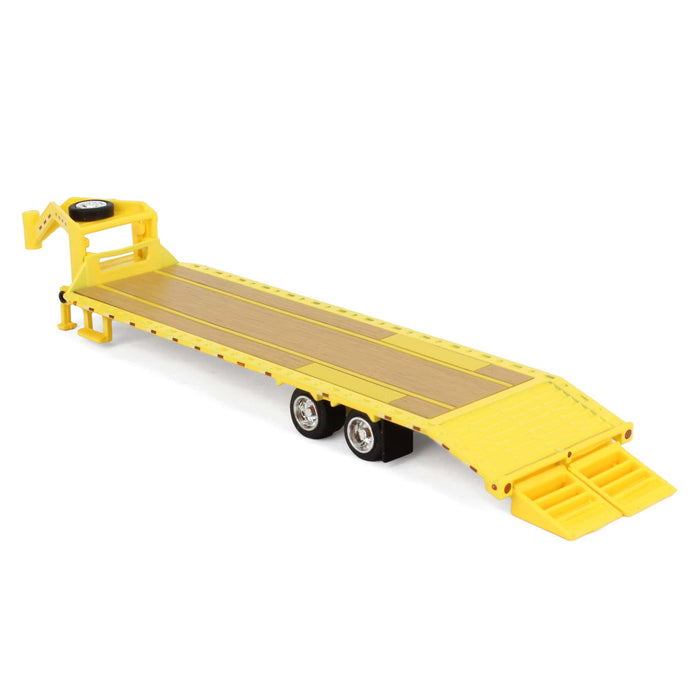 1/64 Gooseneck Trailer, Yellow with Red & White Conspicuity Stripes, Hobby Exclusive