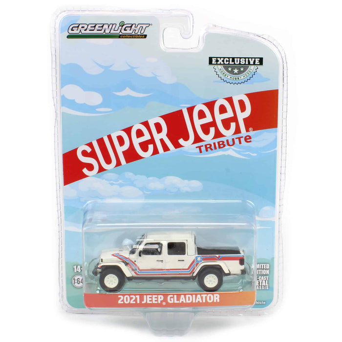 (B&D) 1/64 2021 Jeep Gladiator Super Jeep Tribute, Greenlight Hobby Exclusive - Damaged Box