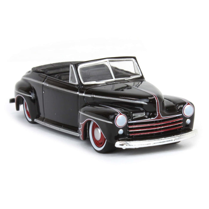 (B&D) 1/64 1947 Ford Deluxe Convertible Lowrider, Black & Red, California Lowriders Series 5 - Damaged Box