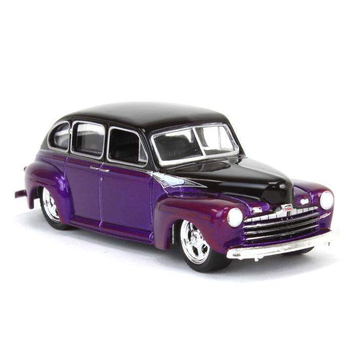 1/64 1946 Ford Fordor Super Deluxe, Dark Purple Metallic & Black Two-Tone, California Lowriders Series 6