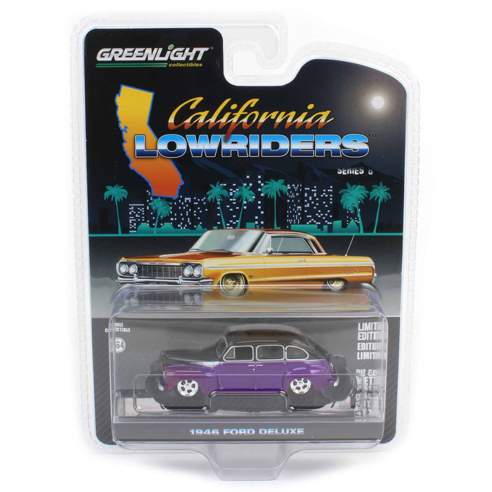 1/64 1946 Ford Fordor Super Deluxe, Dark Purple Metallic & Black Two-Tone, California Lowriders Series 6