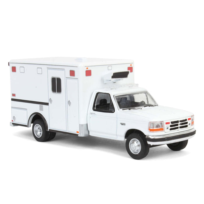 (B&D) 1/64 1992 Ford F-350 Ambulance, White, Hobby Exclusive - Damaged Box