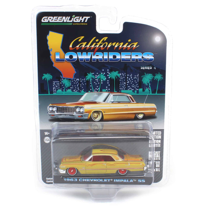 1/64 1963 Chevrolet Impala SS, Gold Metallic & Red, California Lowriders Series 4