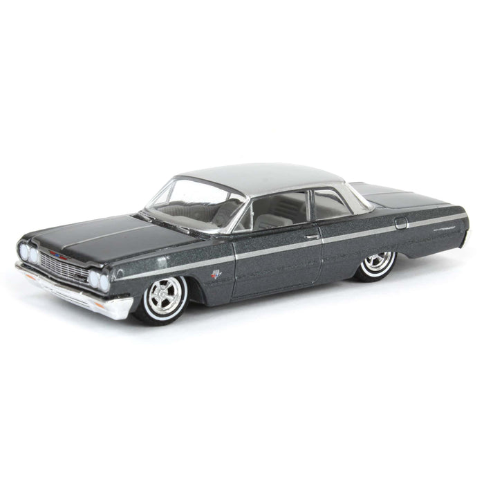 1/64 1964 Chevrolet Bel Air, Dark Gray & Silver Metallic, California Lowriders Series 6