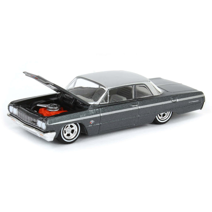 1/64 1964 Chevrolet Bel Air, Dark Gray & Silver Metallic, California Lowriders Series 6