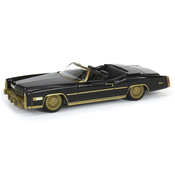 1/64 1976 Cadillac Eldorado Convertible, Black & Gold, California Lowriders Series 6